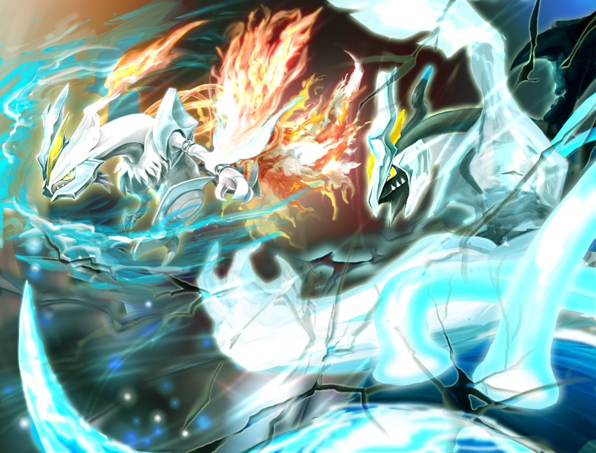 kyurem, black kyurem, and white kyurem (pokemon) drawn by fujitaka