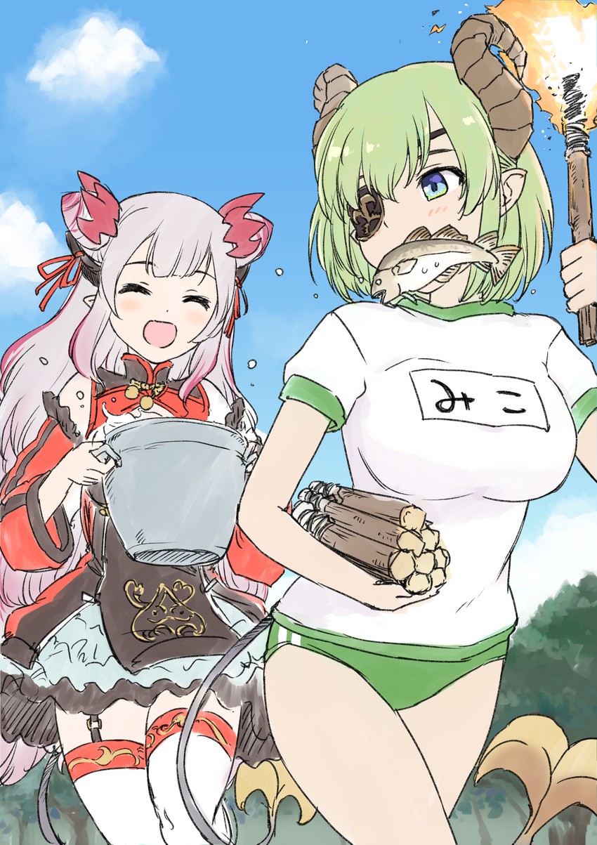 suou patra and sekishiro mico (nanashi inc. and 1 more) drawn by jyaco