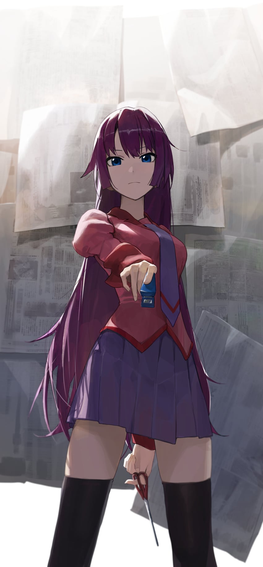 senjougahara hitagi (monogatari and 1 more) drawn by logknn