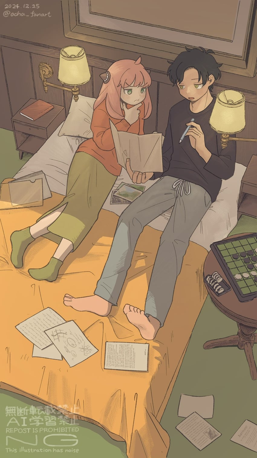 anya and damian desmond (spy x family) drawn by acha_fanart