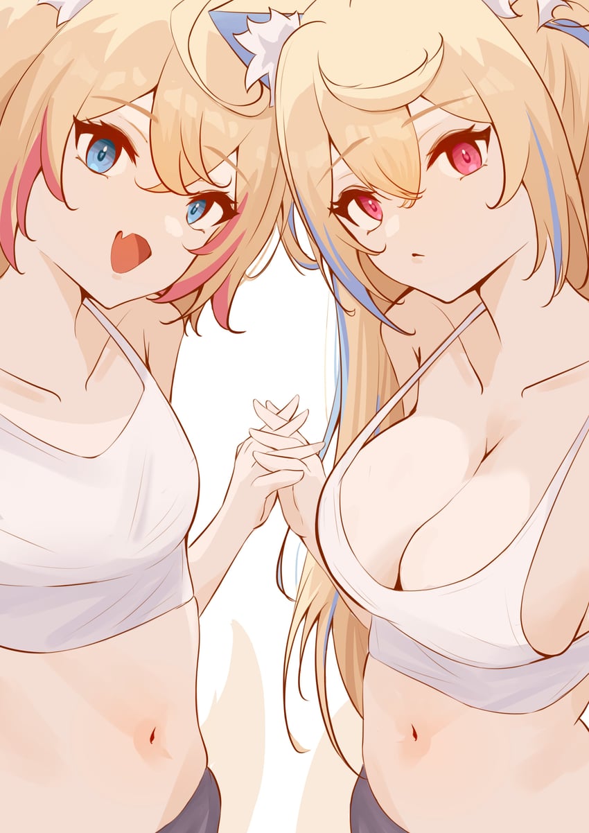 fuwawa abyssgard and mococo abyssgard (hololive and 1 more) drawn by kimchizu