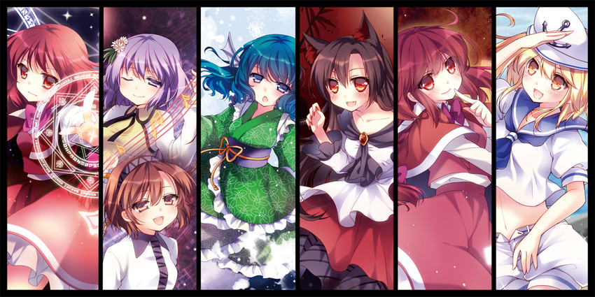 imaizumi kagerou, wakasagihime, tsukumo benben, tsukumo yatsuhashi, okazaki yumemi, and 1 more (touhou) drawn by mikazuki_sara
