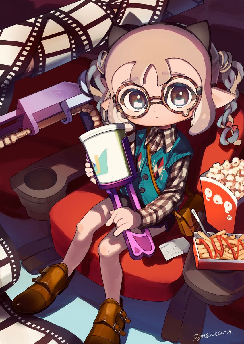 inkling player character and inkling girl (splatoon and 1 more) drawn by amezawa_koma