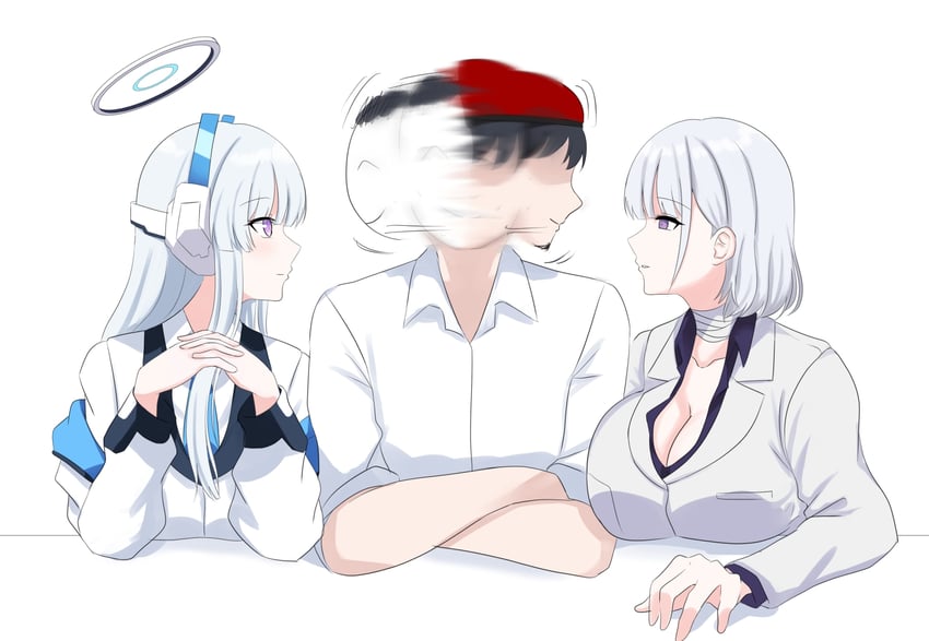 sensei, doodle sensei, noa, commander, and rpk-16 (blue archive and 2 more) drawn by cyka