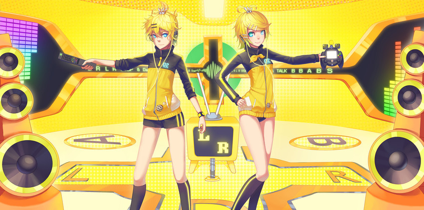 kagamine rin and kagamine len (vocaloid and 3 more) drawn by madyy