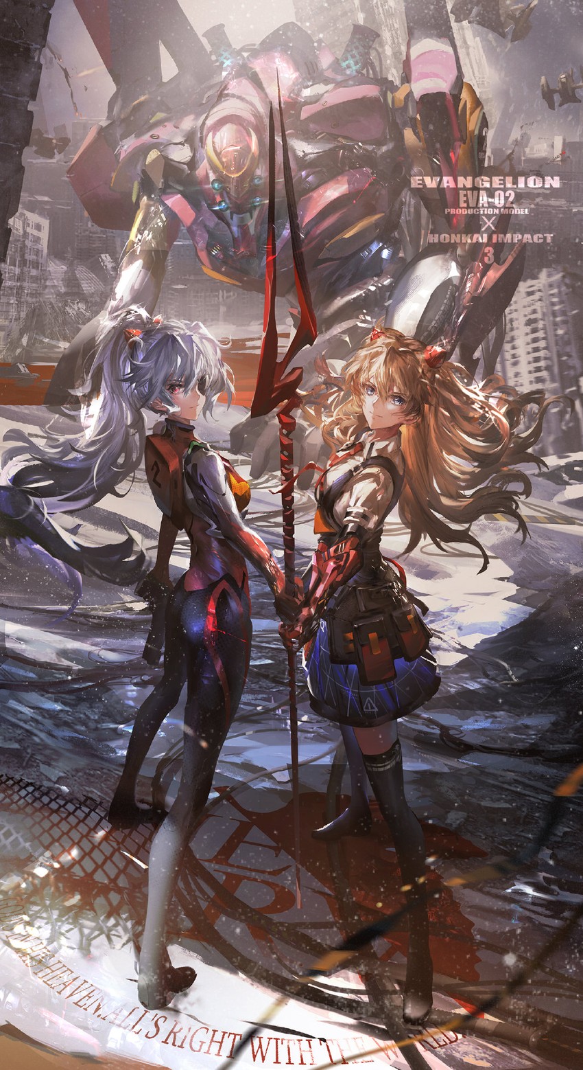 souryuu asuka langley, kiana kaslana, and eva 02 (honkai and 4 more) drawn by stu_dts