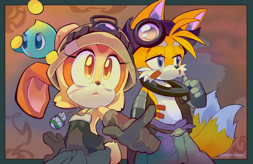 tails, reg, cream the rabbit, and riko (sonic and 1 more) drawn by twentyann