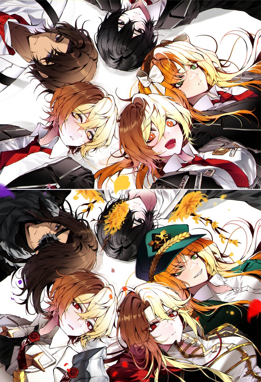 ishmael, don quixote, sinclair, yi sang, heathcliff, and 1 more (project moon and 1 more) drawn by cherry_oux