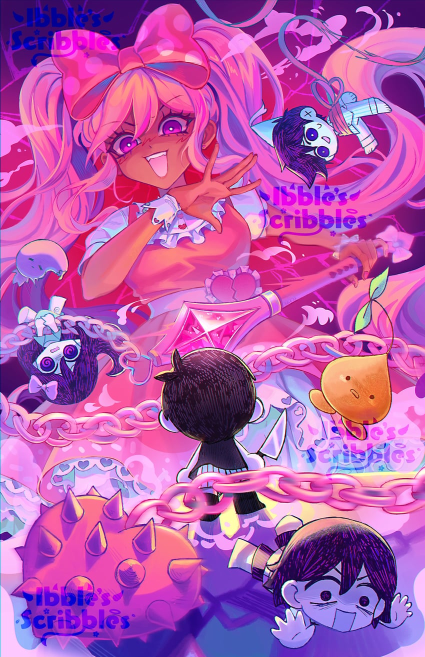 omori, aubrey, kel, hero, mr. plantegg, and 2 more (omori) drawn by ibble_(ibblescribbles)