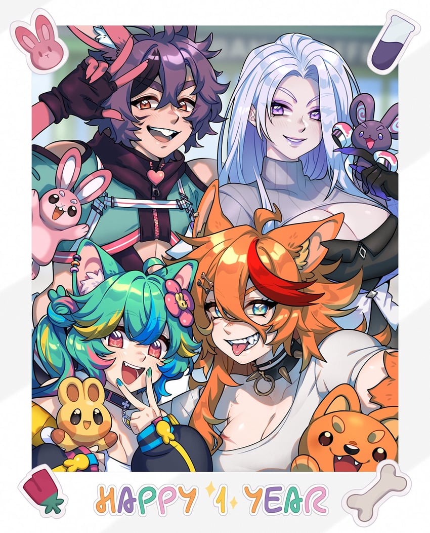 buffpup, rosedoodle, honeybun, ai candii, and shiabun (vchiban) drawn by cookie_hana