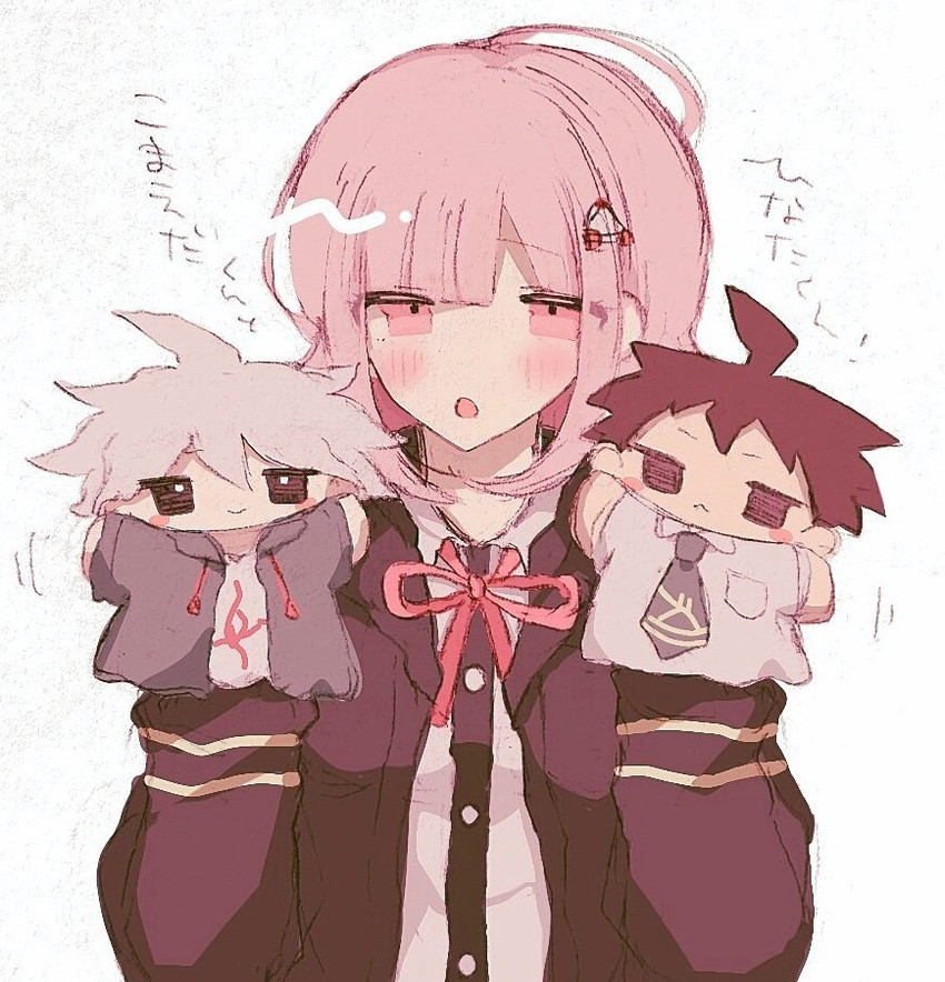 nanami chiaki, komaeda nagito, and hinata hajime (danganronpa and 2 more) drawn by iei_(nekoshabu)