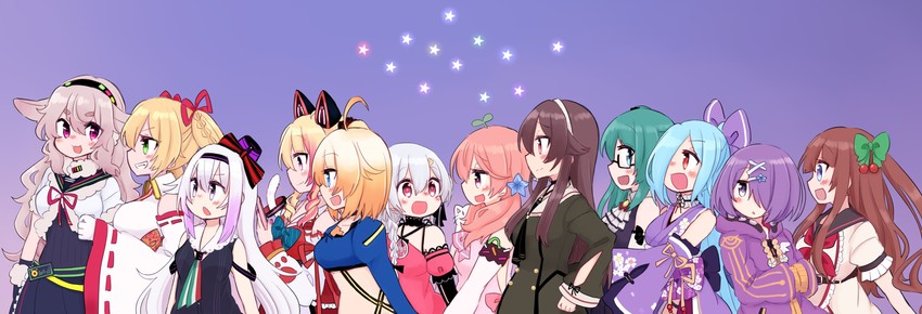 carro pino, kakyouin chieri, yaezawa natori, yamato iori, kagura suzu, and 7 more (.live) drawn by mokumokuuma