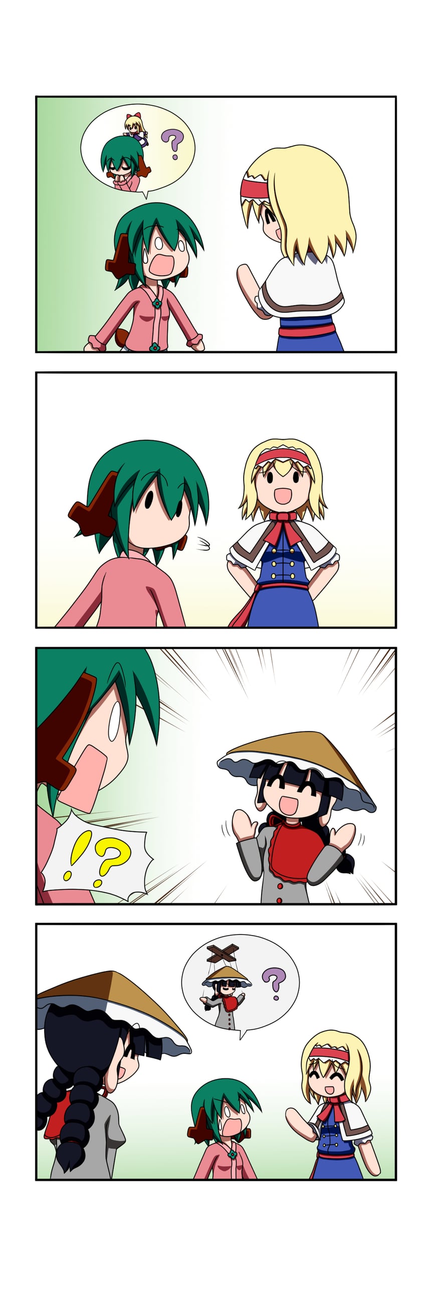 alice margatroid, shanghai doll, kasodani kyouko, and yatadera narumi (touhou) drawn by rakugaki-biyori