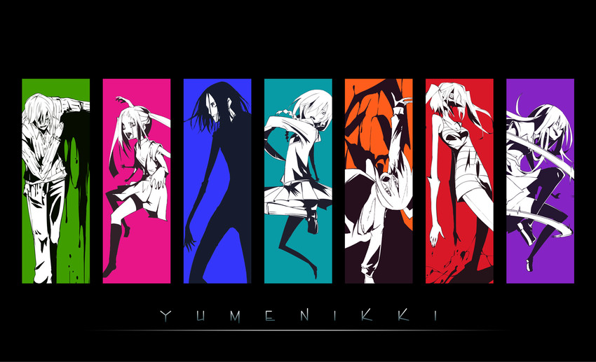 madotsuki, poniko, monoko, uboa, monoe, and 3 more (yume nikki) drawn by kuroneko_no_toorimichi