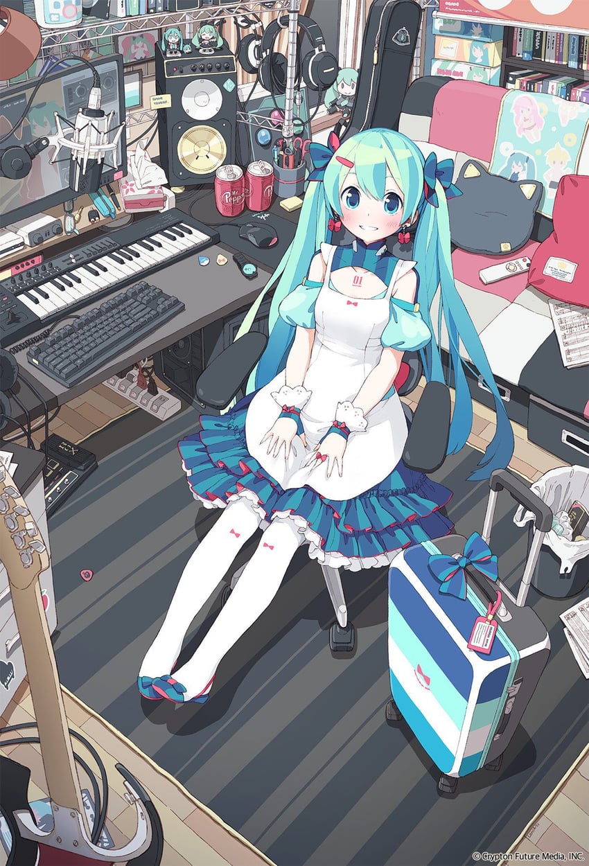 hatsune miku, kagamine rin, kagamine len, megurine luka, and magical mirai miku (vocaloid and 3 more) drawn by len_(a-7)