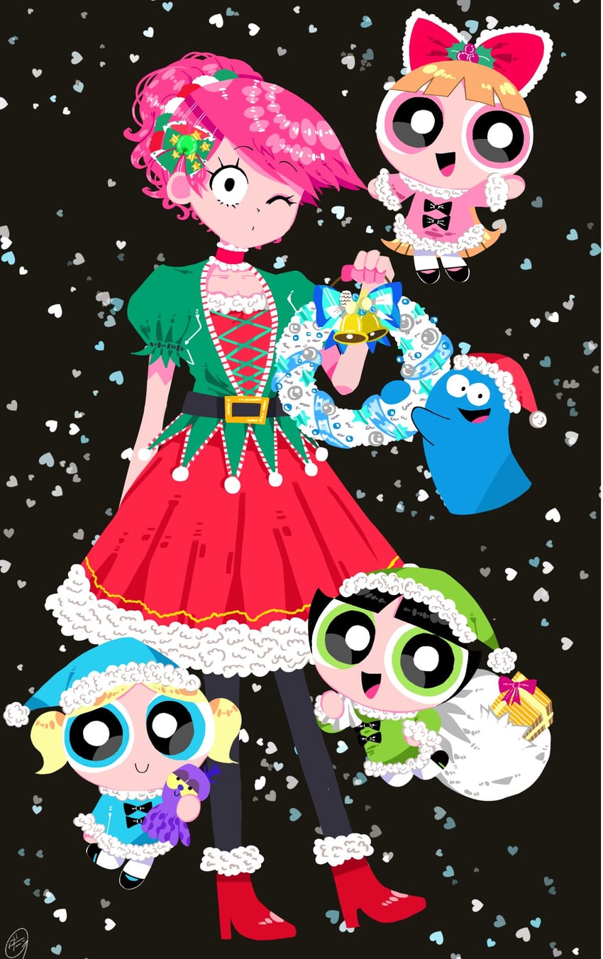 buttercup, blossom, bubbles, frankie foster, blooregard q kazoo, and 1 more (powerpuff girls and 2 more) drawn by danishi