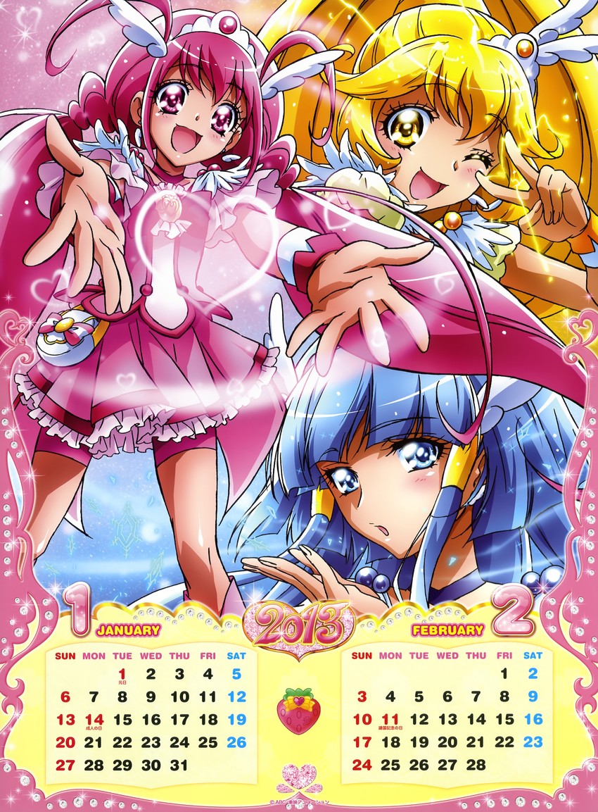 kise yayoi, aoki reika, hoshizora miyuki, cure peace, cure beauty, and 1 more (precure and 1 more) drawn by kawamura_toshie
