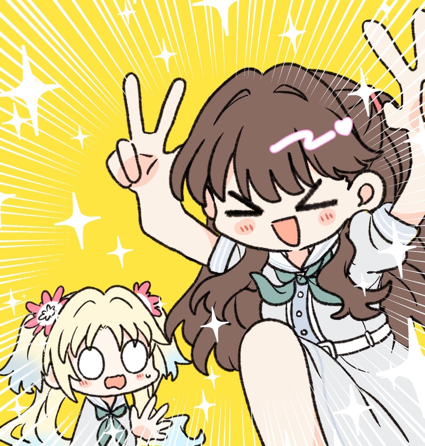 fujishima megumi and osawa rurino (love live! and 1 more) drawn by watage_modoki