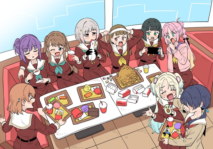 hinoshita kaho, fujishima megumi, otomune kozue, murano sayaka, yugiri tsuzuri, and 6 more (love live! and 4 more) drawn by koaraya