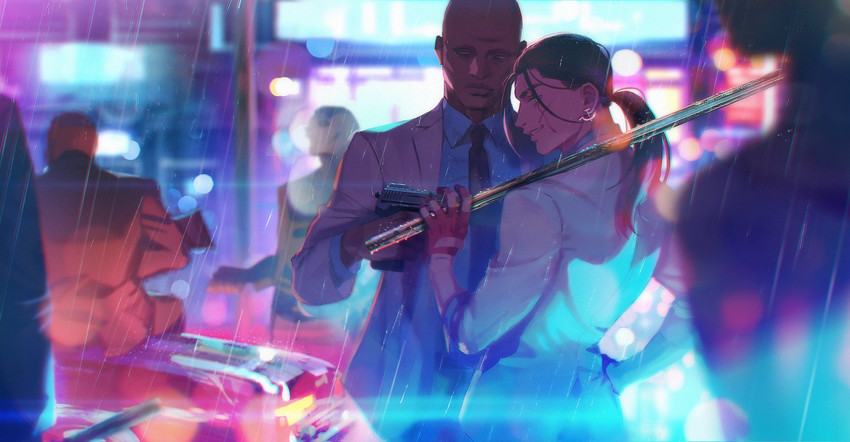 son and henchman (hotline miami and 1 more) drawn by meipu_hm