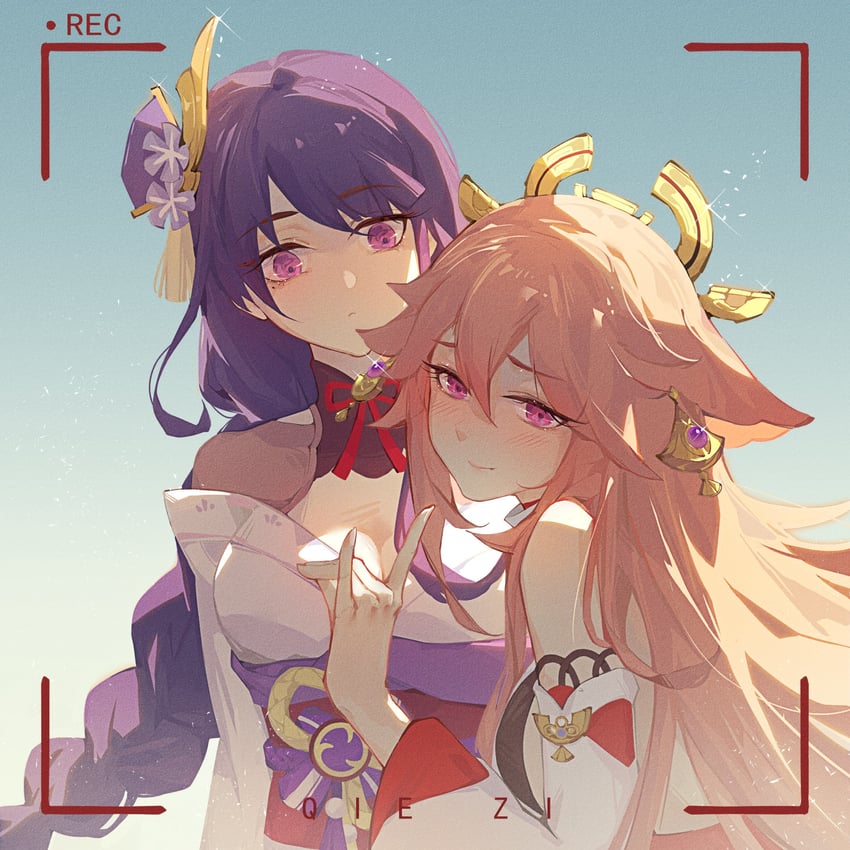 raiden shogun and yae miko (genshin impact) drawn by xiao_qiezi_jiang