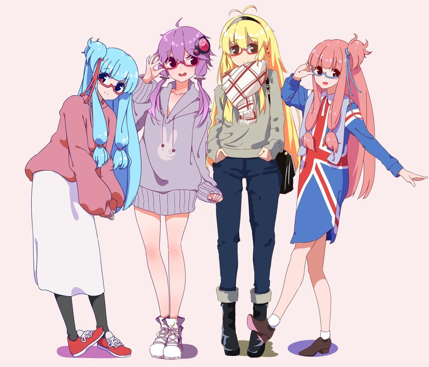 yuzuki yukari, kizuna akari, kotonoha akane, kotonoha aoi, and tsurumaki maki (vocaloid and 1 more) drawn by yusake_san