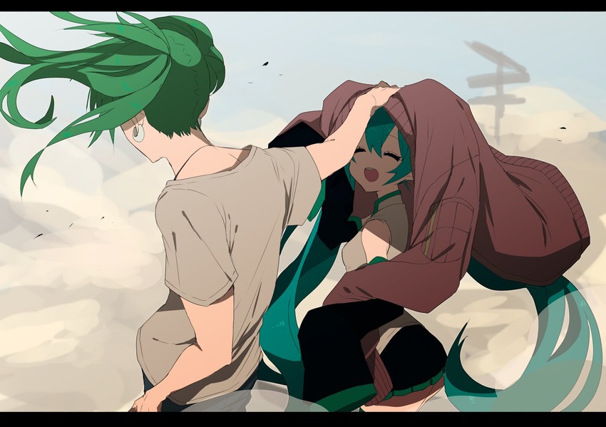 hatsune miku (vocaloid and 1 more) drawn by sakusya2honda