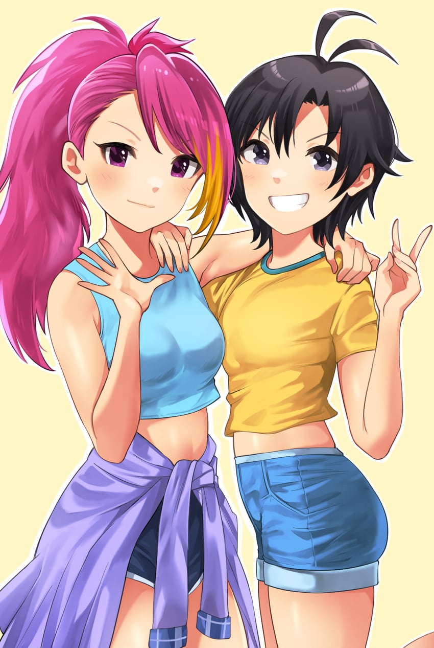 kikuchi makoto and maihama ayumu (idolmaster and 2 more) drawn by hanamasa_ono