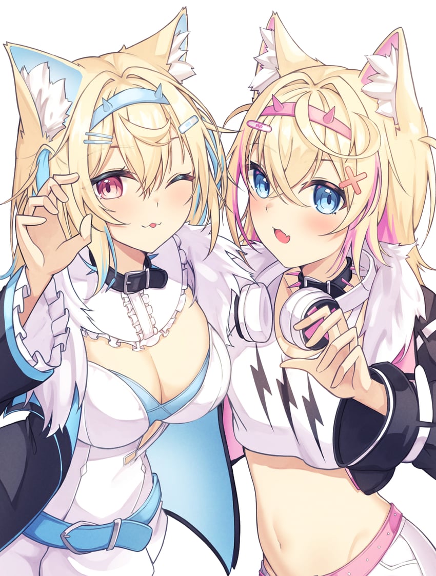fuwawa abyssgard and mococo abyssgard (hololive and 1 more) drawn by rooby_n
