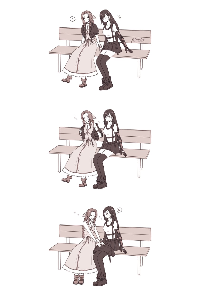 tifa lockhart and aerith gainsborough (final fantasy and 3 more) drawn by ancotsubu