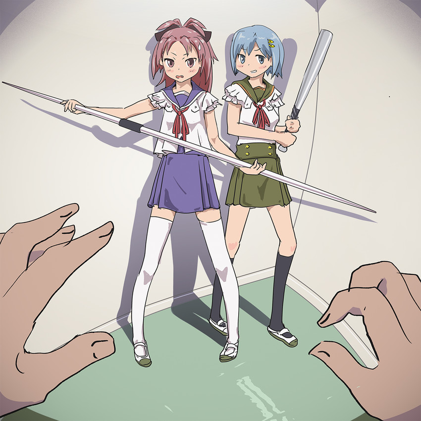 miki sayaka and sakura kyoko (mahou shoujo madoka magica and 1 more) drawn by lirinx
