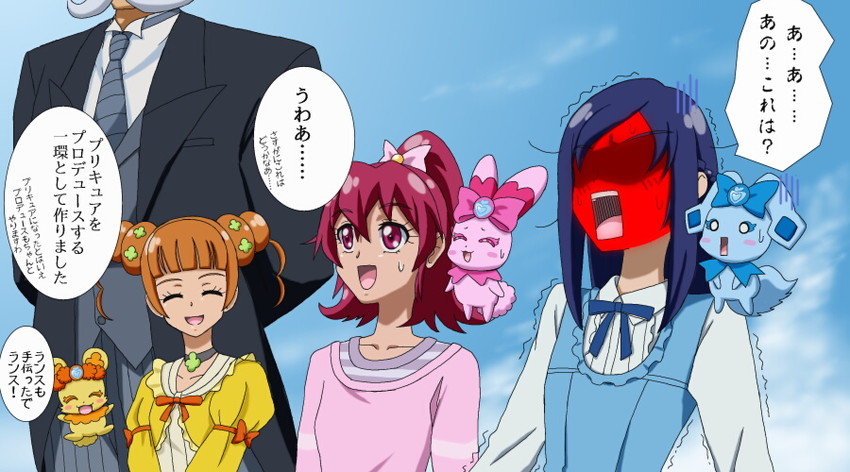 hishikawa rikka, aida mana, yotsuba alice, rakeru, sharuru, and 2 more (precure and 1 more) drawn by moritakusan