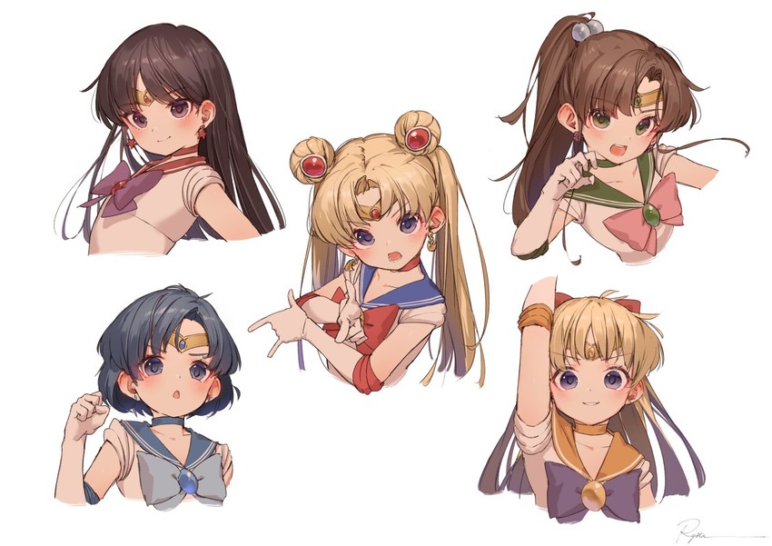 tsukino usagi, sailor moon, mizuno ami, aino minako, hino rei, and 5 more (bishoujo senshi sailor moon) drawn by ryota_(ry_o_ta)