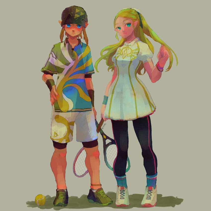 link and princess zelda (the legend of zelda and 1 more) drawn by miteyuki
