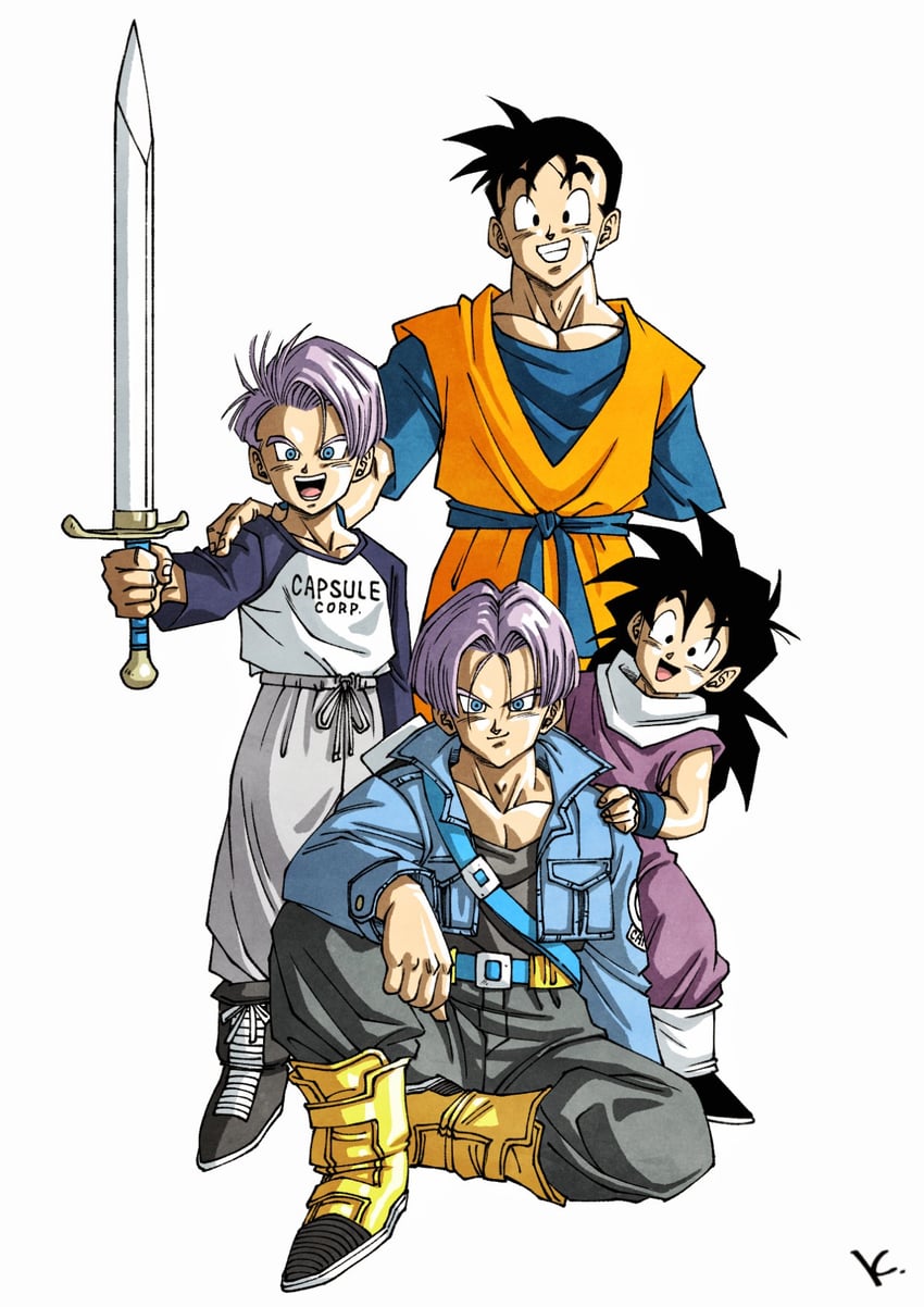 son gohan and trunks (dragon ball and 1 more) drawn by kakeru_(dbskakeru)