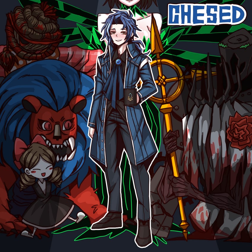 chesed, scarecrow searching for wisdom, warm-hearted woodsman, scaredy cat, road home, and 2 more (project moon and 1 more) drawn by b2k