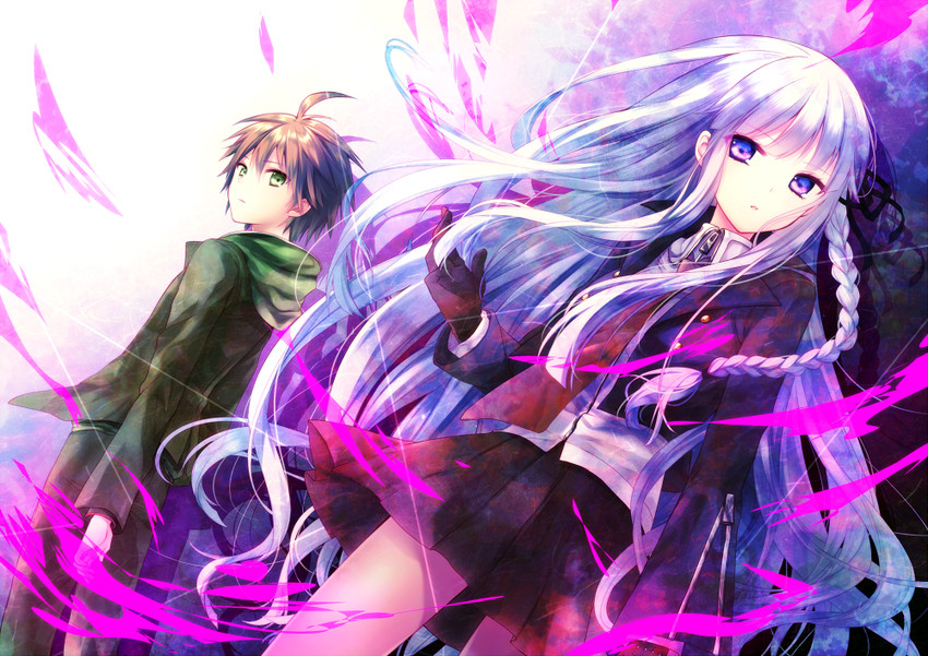 kirigiri kyoko and naegi makoto (danganronpa and 1 more) drawn by riichu