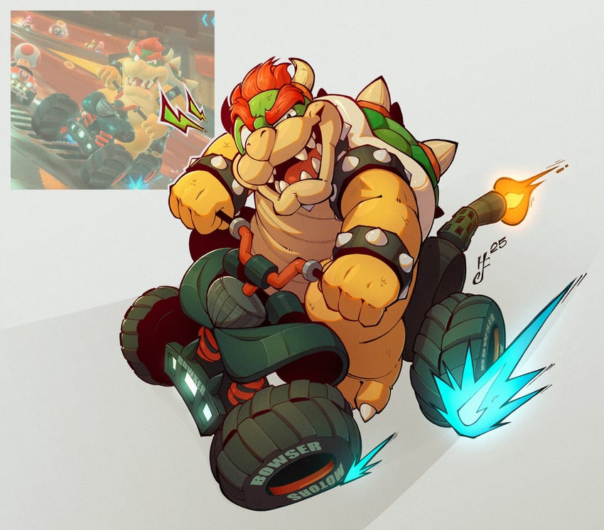 bowser and toad (mario and 2 more) drawn by hypnof0xx