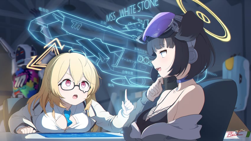 hibiki, kotori, and avant garde (blue archive) drawn by hamachikichiki