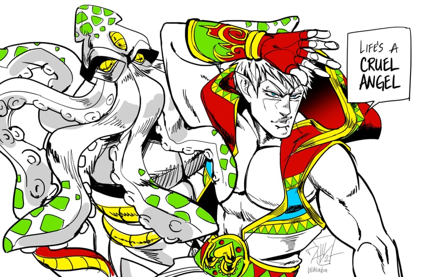 champion and kraken (jojo no kimyou na bouken and 1 more) drawn by wasabu