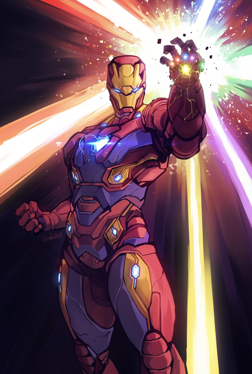 tony stark and iron man (marvel and 3 more) drawn by gofa