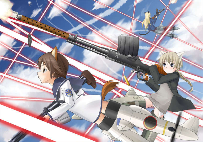 miyafuji yoshika, perrine h. clostermann, and lynette bishop (world witches series and 1 more) drawn by hajime_monji