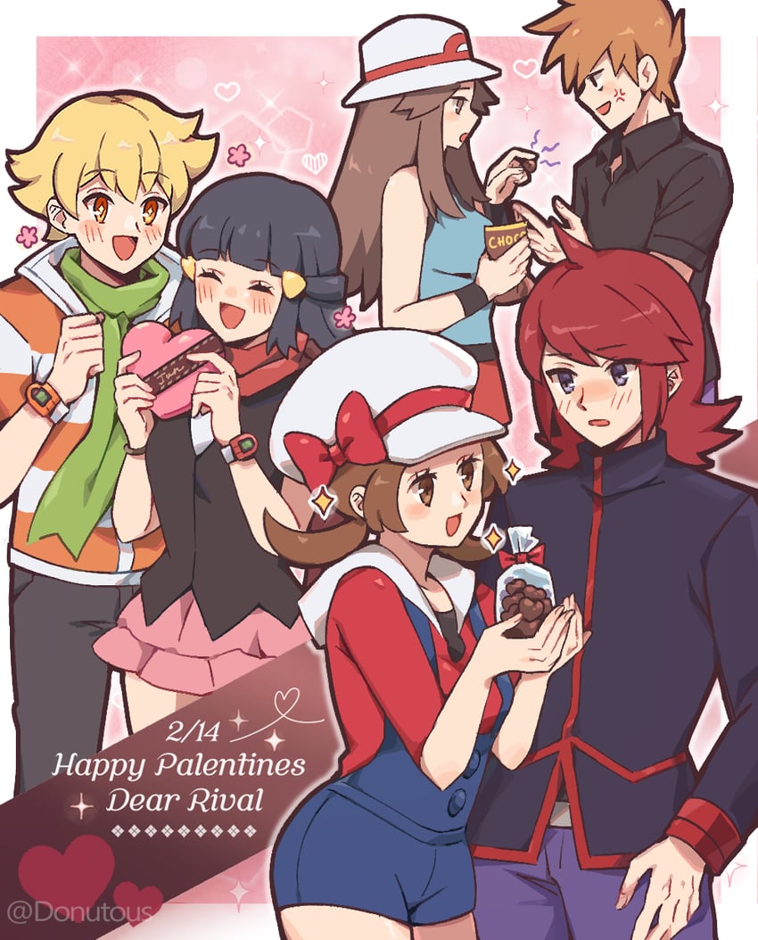 dawn, blue oak, leaf, lyra, silver, and 1 more (pokemon and 3 more) drawn by donutous