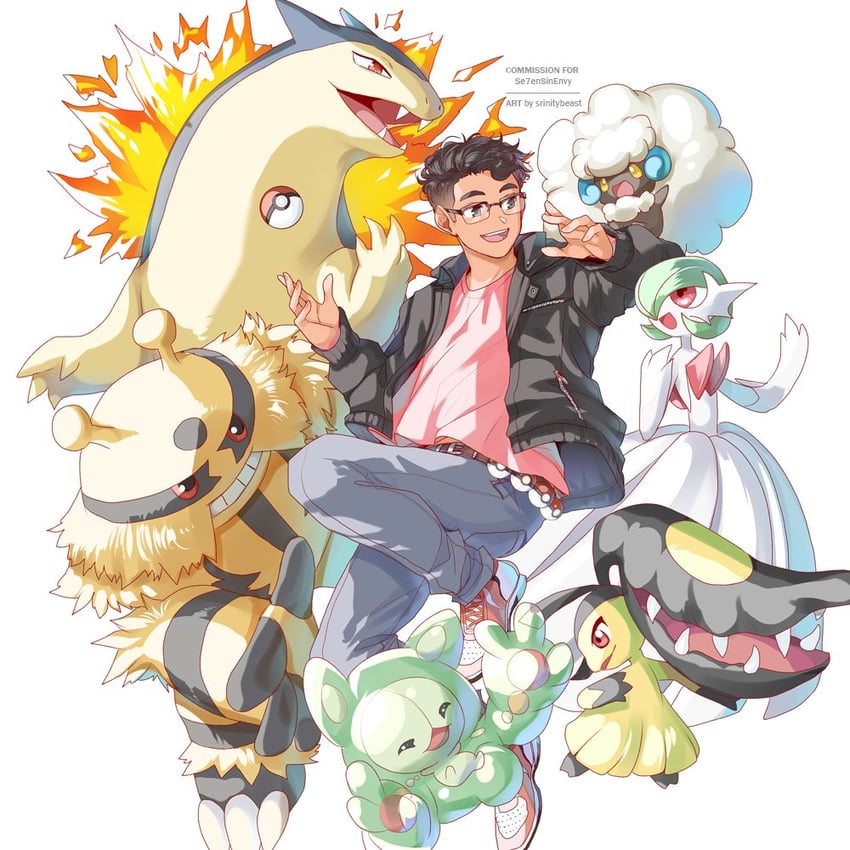 gardevoir, mega gardevoir, mawile, typhlosion, whimsicott, and 2 more (pokemon) drawn by srinitybeast