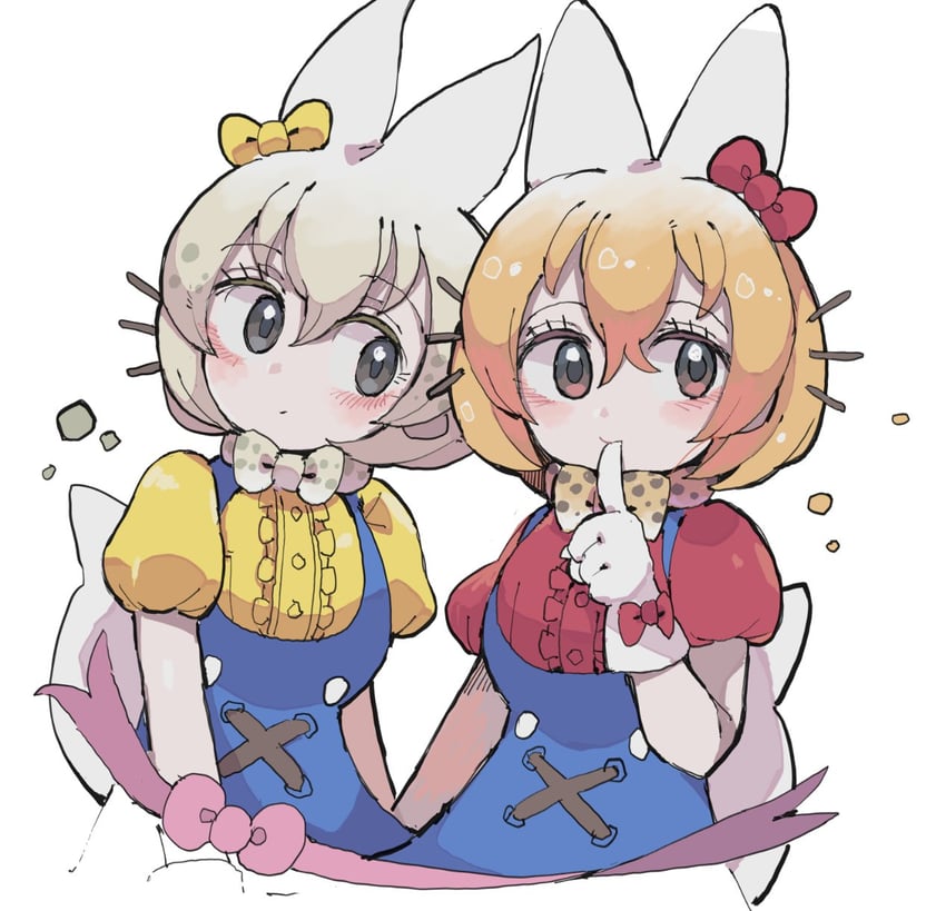 serval, hello kitty, white serval, and mimmy (kemono friends and 3 more) drawn by kanmoku-san