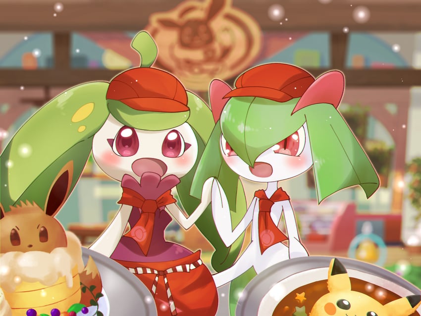 pikachu, eevee, kirlia, and steenee (pokemon and 1 more) drawn by irono_(1rono_1121)