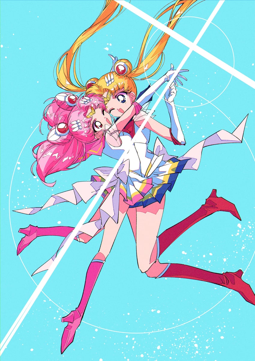 tsukino usagi, sailor moon, chibi usa, sailor chibi moon, super sailor moon, and 1 more (bishoujo senshi sailor moon and 1 more) drawn by pochi_(askas_is_god)