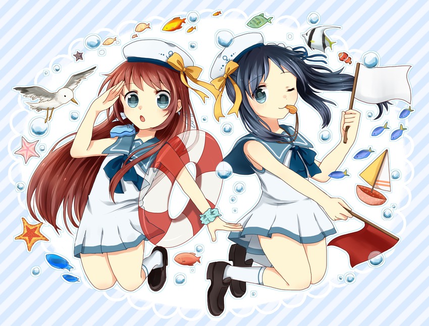 hiradaira chisaki and mukaido manaka (nagi no asukara) drawn by umishima_rinta