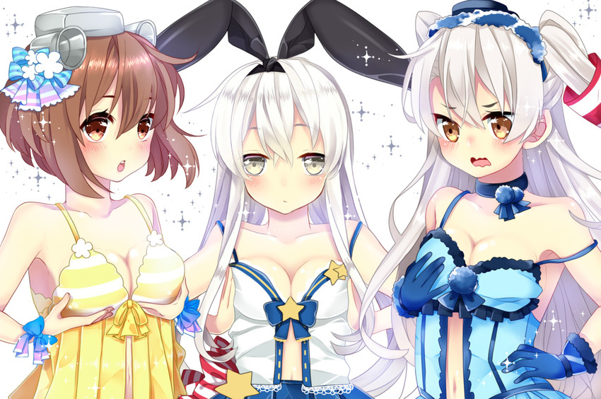 shimakaze, amatsukaze, and yukikaze (kantai collection) drawn by atm_(artist)