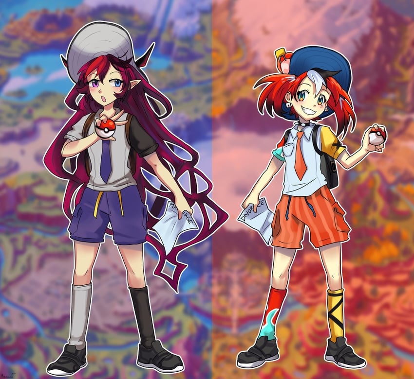 hakos baelz and irys (pokemon and 3 more) drawn by miku_(mikururun)